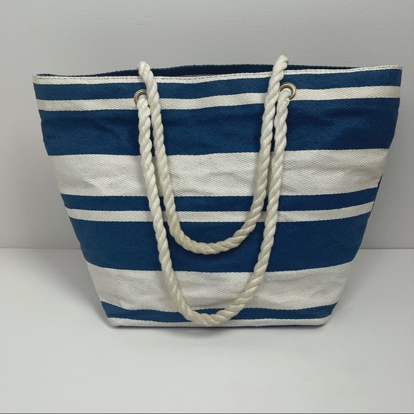 Victoria’s Secret VS in Paradise Blue Striped Tote Beach Bag - Picture 6 of 13